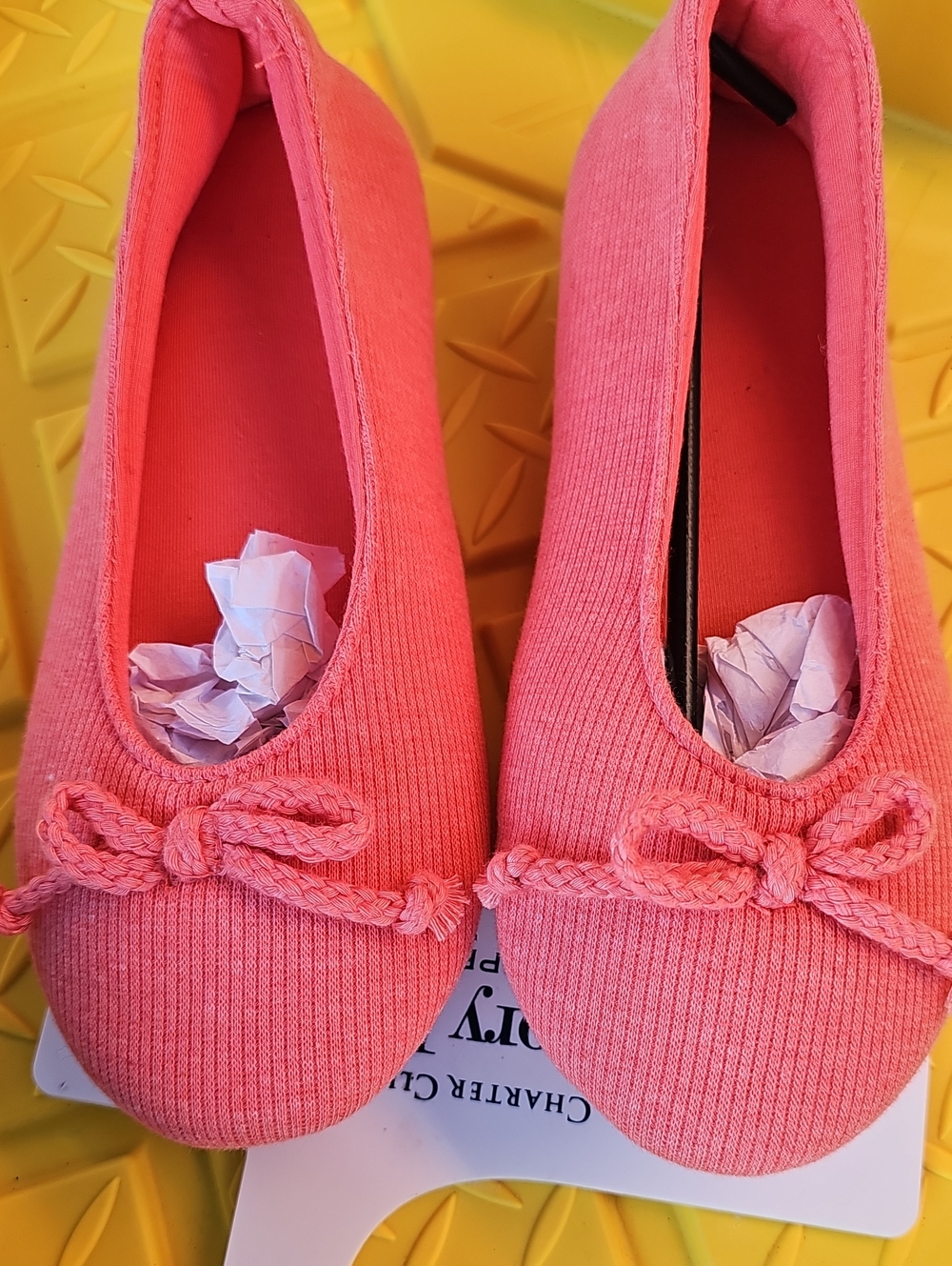 Charter Club Roundtoe Slippers Bow Accent Coral Size Small 5-6 Memory Foam New